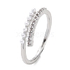Clear Cubic Zirconia Curff Ring with ABS Imitation Pearl Beaded RJEW-B041-01P-1