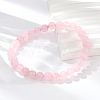 Natural Rose Quartz Bead Stretch Bracelets BJEW-K212-A-045-1