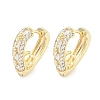 Brass Micro Pave Clear Cubic Zirconia Hoop Earrings EJEW-S228-11G-1