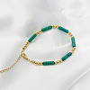 French Style Handmade Vintage Stainless Steel Synthetic Malachite Beaded Bracelets for Women HW1668-2-1