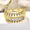 Brass Micro Pave Clear Cubic Zirconia Cuff Rings RJEW-U035-09GP-2