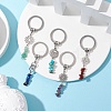 Natural Red Jasper Red Aventurine Citrine Green Aventurine Lapis Lazuli Amethyst & Synthetic Turquoise Keychain with Alloy Finding and 304 Stainless Steel Split Key Ring KEYC-JKC00957-2