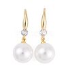 Rack Plating Brass Cubic Zirconia ABS Pearl Earring Hooks EJEW-S219-16G-05-1