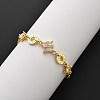 Brass Micro Pave Clear Cubic Zirconia Link Bracelets BJEW-U020-21G-3