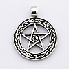 Retro Pentagram with Flat Round 304 Stainless Steel Pendants STAS-F006-007-1