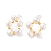 Flower Natural Pearl Stud Earrings for Women EJEW-E303-14G-2