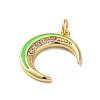 Moon Rack Plating Brass Micro Pave Cubic Zirconia Enamel Pendants KK-G504-06G-01-2