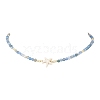Summer Beach Dyed Natural Fire Crackle Agate Round Beaded Necklaces NJEW-JN05262-02-3