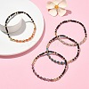 4Pcs 4 Style Natural Mixed Gemstone & Brass Beaded Stretch Bracelets Set BJEW-TA00340-5