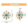 HOBBIESAY 10Pcs Brass Colorful Cubic Zirconia Connector Charms FIND-HY0001-22-2