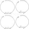 Olycraft 8Pcs 2 Style Word Lotion & Soap Alloy Link Bracelets Set BJEW-OC0001-07S-1