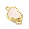 Brass Pave Shell Heart Connector Charms KK-R002-28G-2