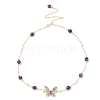 Natural Amethyst & Pearl Beaded Necklaces NJEW-L119-11G-3