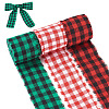 3 Rolls 3 Colors Tartan Cotton Linen Frayed Ribbon OCOR-TAC0035-11A-2