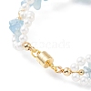 Natural Mixed Stone Chip & Shell Pearl Beaded Bracelet X1-BJEW-TA00029-6