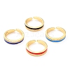 Adjustable Real 18K Gold Plated Brass Enamel Finger Rings RJEW-L071-23G-1