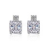 Rectangle 925 Sterling Silver Micro Pave Clear Cubic Zirconia Stud Earrings for Woman EJEW-F350-03P-1