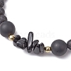 Natural Black Agate with Natural Lava Rock Beaded Stretch Bracelets for Women BJEW-JB11130-05-3