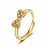 Brass Micro Pave Cubic Zirconia Adjustable Rings for Women PW-WG54B34-02-1