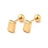 304 Stainless Steel Tiny Rectangle Stud Earrings with Screw On Ball Ear Nut for Women EJEW-I271-01G-1