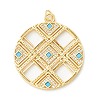 Rack Plating Brass Micro Pave Clear & Cyan Cubic Zirconia Pendants LS-KK-D073-14G-1