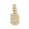 Brass Clear Cubic Zirconia European Dangle Charms KK-R003-01G-05-2