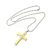 Alloy Cross Pandant Necklace with Link Chains NJEW-K245-003G-2