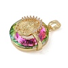 Brass Micro Pave Cubic Zirconia with Glass Pendents KK-Q815-03G-2