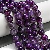 Faceted Natural Dragon Veins Agate Beads Strands G-F447-12mm-P09-1