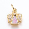 Brass Cubic Zirconia Pendants ZIRC-G144-03G-2