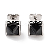 Square 316 Surgical Stainless Steel Pave Black Cubic Zirconia Stud Earrings for Women Men EJEW-Z050-15AS-1