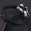 Genuine Leather Wrap Wide Cord Bracelet with Stainless Steel Toggle Clasps PW-WGB7026-01-2