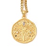 Brass Clear Cubic Zirconia Curb Chain Constellation Pendant Medal Necklaces for Women NJEW-U010-01G-07-1