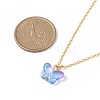 5Pcs 5 Color Glass Butterfly Pendant Necklaces Set with Brass Cable Chains for Women NJEW-JN04091-6