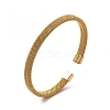 304 Stainless Steel Flat Mesh Chain Shape Open Cuff Bangle for Women BJEW-C033-09G-1