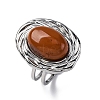 Oval Natural Red Jasper Finger Rings RJEW-M063-01P-12-4