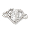 Rack Plating Brass Micro Pave Clear Cubic Zirconia Religion Heart Virgin Mary Connector Charms KK-L224-099P-01-1