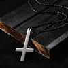 304 Stainless Steel Inverted Cross Pendant Box Chain Necklaces NJEW-NH0001-07EB-1