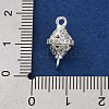 Brass Micro Pave Clear Cubic Zirconia Hollow Bicone Connector Charms KK-A230-05E-S-3