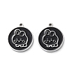 304 Stainless Steel Black Enamel Charms STAS-M102-17P-03-1