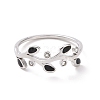 Crystal Rhinestone Leaf Finger Ring with Enamel RJEW-D120-20P-2