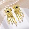 Alloy & Resin & Imitation Pearl Dangle Stud Earrings EJEW-M075-07G-3