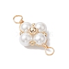 Glass Pearl Copper Wire Wrapped Flower Connector Charms PALLOY-JF03048-01-3