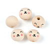 Printed Schima Wood Beads WOOD-T033-02G-1