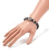 Natural Lava Rock Stretch Bracelet with Alloy Leaf Beads BJEW-JB08041-3