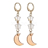 Moon & Star Glass Dangle Leverback Earrings with 304 Stainless Steel Pins EJEW-JE05605-04-1