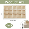 15 Grids Rectangle Wood Covered with Velvet Jewelry Trinket Display Trays AJEW-WH20054-062G-01-2