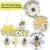 Bee Wood Hanging Welcome Sign HJEW-WH0071-01-5