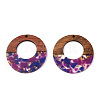 Transparent Resin & Walnut Wood Pendants RESI-TAC0017-74-A05-2