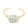 Natural Amazonite Horse Eye Beaded Cuff Bangle G-D458-01G-06-RS-2